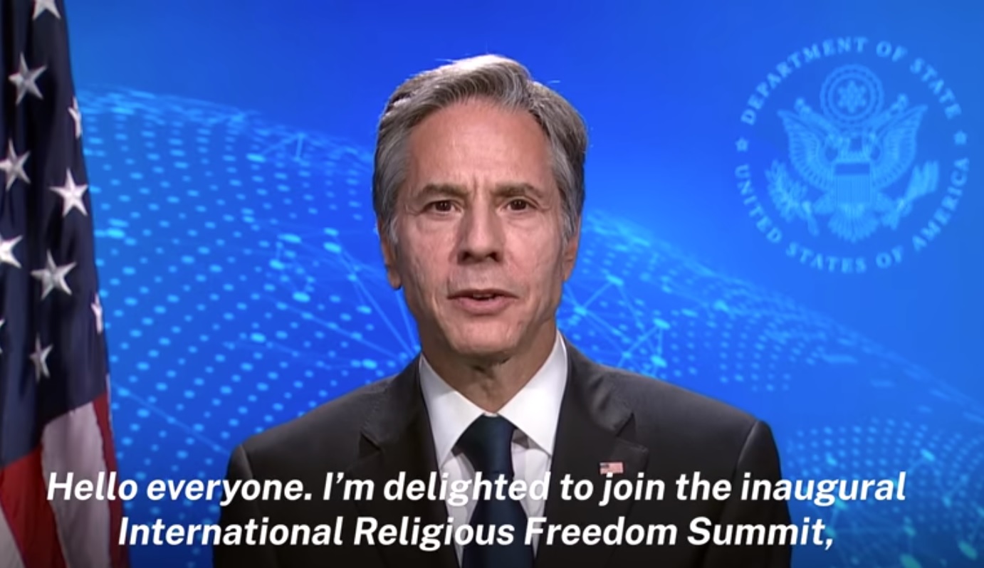 Atony Blinken addressing IRF Summit