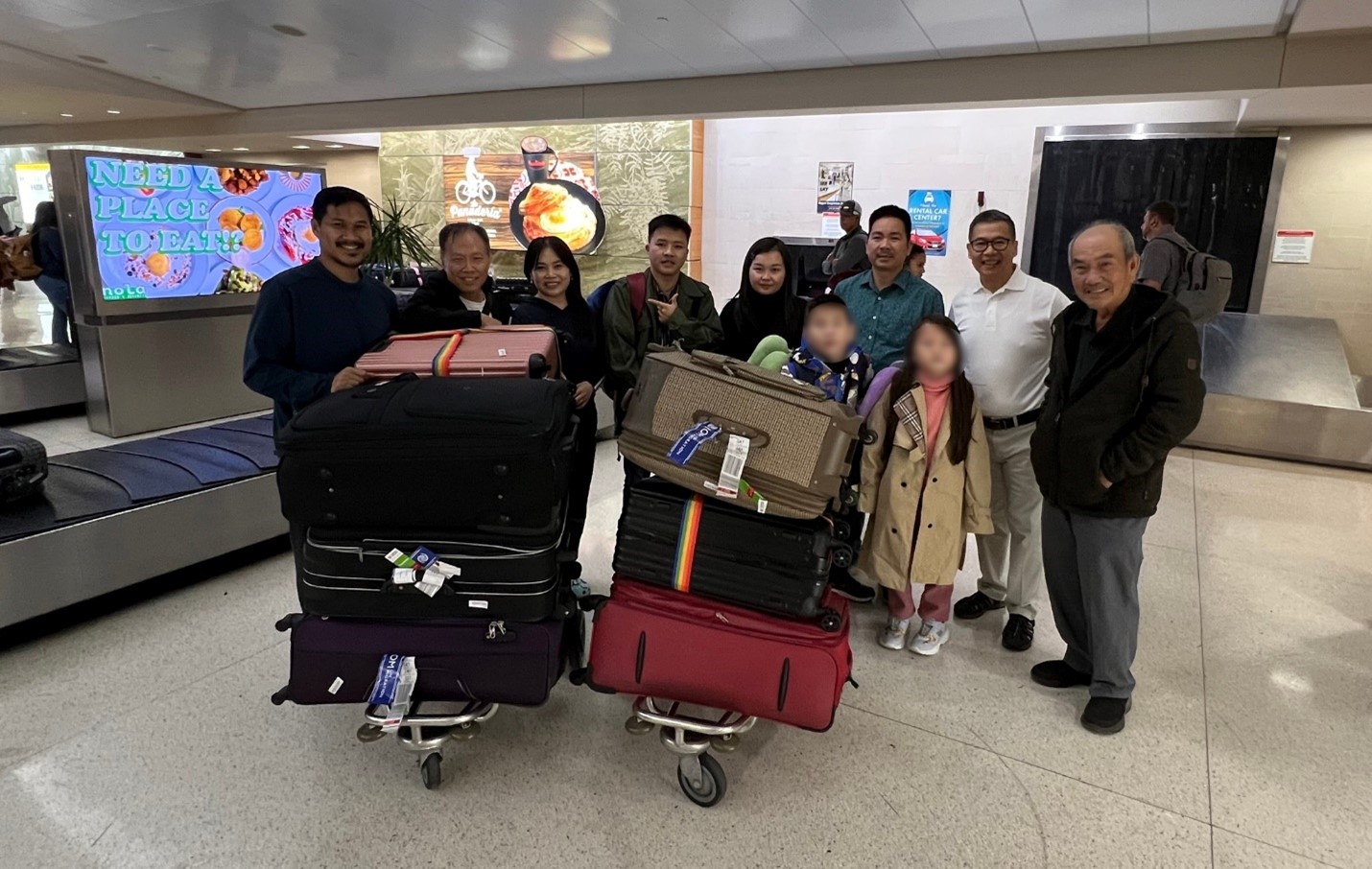 Sung A Binh and family at airport
